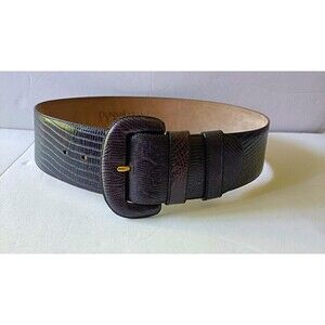Donna Karan Leather Wide Belt MADE in ITALY Genuine Leather Deep Purple Vtg New
